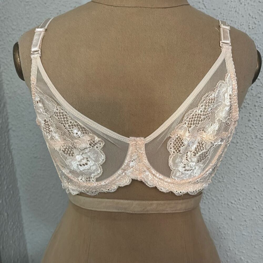 Metich PlusSize Lace Ultra-Thin Unlined Underwire Non Padded Bralette Push Up 36